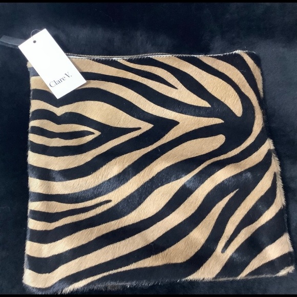 NWT Claire V genuine calf hair clutch - Picture 2 of 4